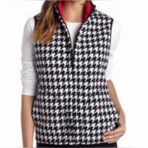 Kim Rogers Vest Black & White Houndstooth fleece mock neck winter vest Sz-PL.BB6